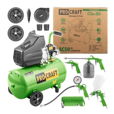 Kompresorius „ProCraft AC50” su priedų rinkiniu