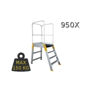 Kopėčios aliuminės, su darbine aikštele: 56x77cm FORTE | 4 pakopų 83-185cm su porankiais Kopėčios aliuminės, su darbine aikštele: 56x77cm FORTE | 4 pakopų 83-185cm su porankiais