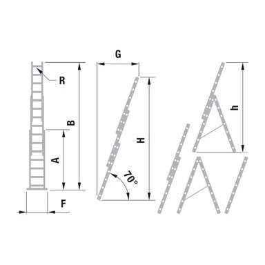 Kopėčios aliuminės, universalios, dvipusės, ištraukiamos, 3 dalių EUROSTYL | 3x7 pakopų 201-399cm Kopėčios aliuminės, universalios, dvipusės, ištraukiamos, 3 dalių EUROSTYL | 3x7 pakopų 201-399cm