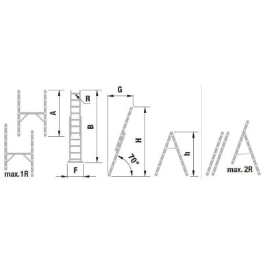 Kopėčios-darbinė aikštelė aliuminė, 2 dalių EUROSTYL | 2x7 pakopų, platforma 34/104cm Kopėčios-darbinė aikštelė aliuminė, 2 dalių EUROSTYL | 2x7 pakopų, platforma 34/104cm