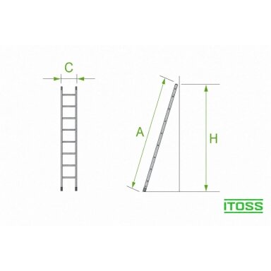 Kopėčios viengubos aliuminės atraminės (serija 61XX) HOBBY | 1×9 pakopų 247 cm Kopėčios viengubos aliuminės atraminės (serija 61XX) HOBBY | 1×9 pakopų 247 cm