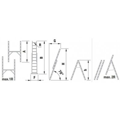 Kopėčios-darbinė aikštelė aliuminė, 2 dalių EUROSTYL | 2x7 pakopų, platforma 34/104cm 1 Kopėčios-darbinė aikštelė aliuminė, 2 dalių EUROSTYL | 2x7 pakopų, platforma 34/104cm 1