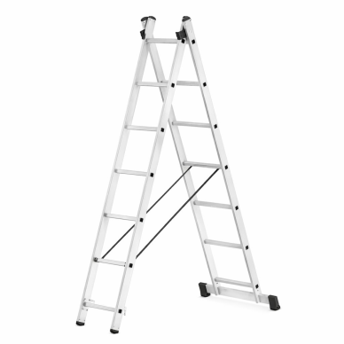 Kopėčios dviejų dalių aliuminės universalios, laiptams (serija 62XX) HOBBY | 2×7 pakopų 193-246 cm