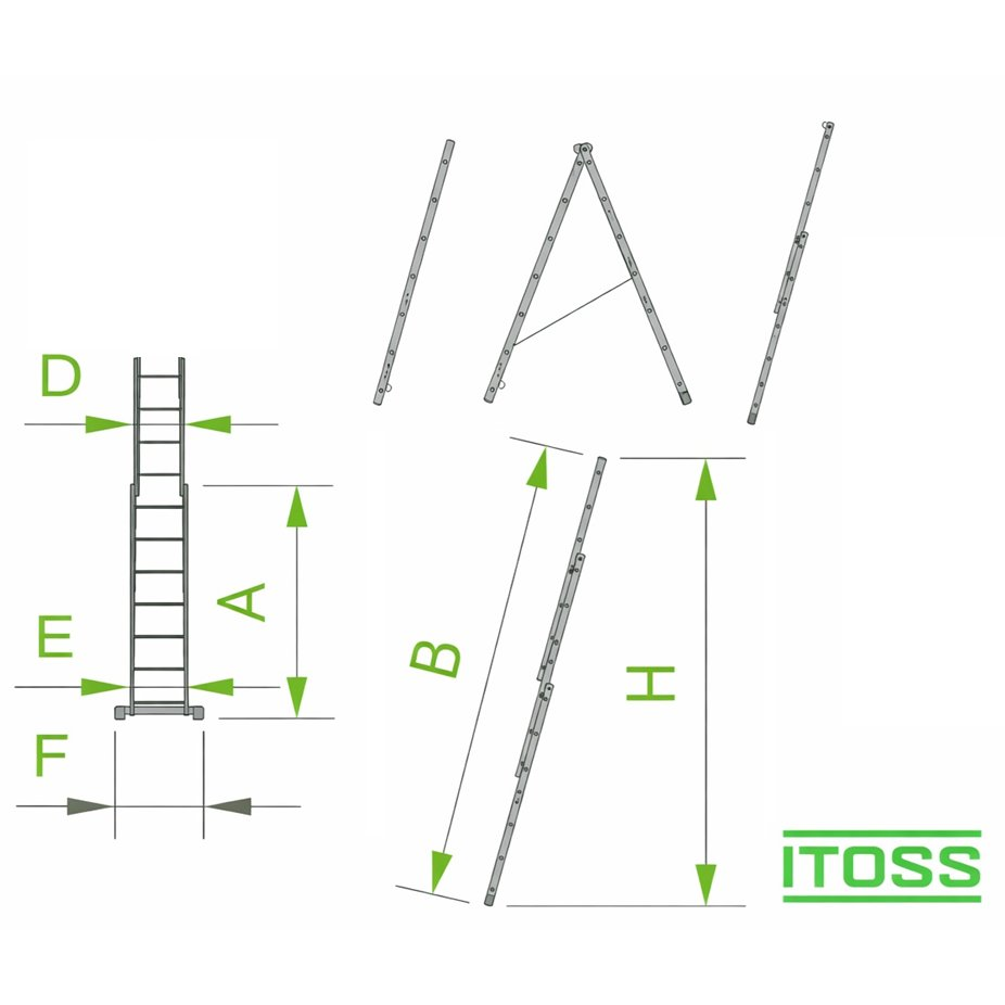 Kopėčios dviejų dalių aliuminės universalios, laiptams (serija 62XX) HOBBY | 2×9 pakopų 247–326 cm 1 Kopėčios dviejų dalių aliuminės universalios, laiptams (serija 62XX) HOBBY | 2×9 pakopų 247–326 cm 1