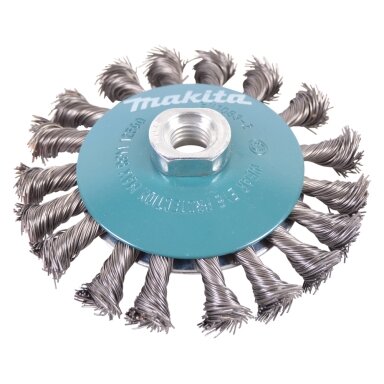 Kūginis šepetys Makita D-39883, 115mm x M14, 0,5mm, 125, 150, 180, 230mm Kūginis šepetys Makita D-39883, 115mm x M14, 0,5mm, 125, 150, 180, 230mm