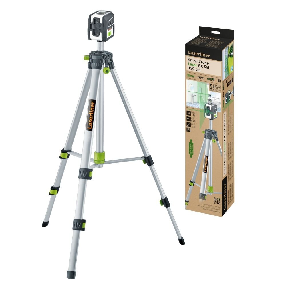 Lazerinis nivelyras Laserliner SmartCross-Laser GX 150cm Set, 036.734E, 40 m Lazerinis nivelyras Laserliner SmartCross-Laser GX 150cm Set, 036.734E, 40 m