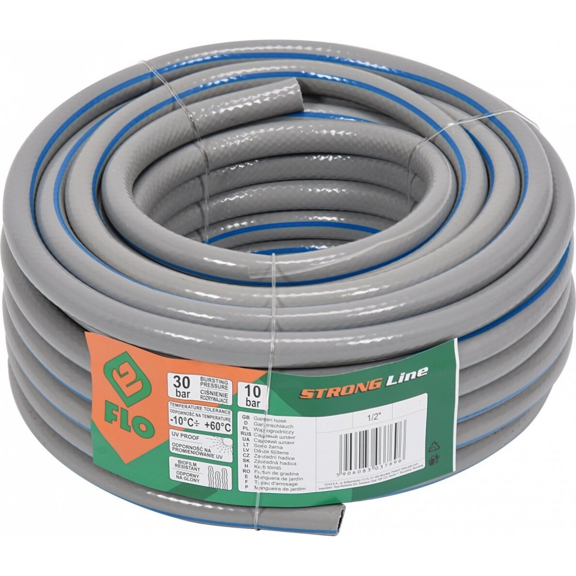 Laistymo žarna pilka STRONG Line, neužsilenkianti (-10 iki+60°C) Flo | d-3/4" 30m Laistymo žarna pilka STRONG Line, neužsilenkianti (-10 iki+60°C) Flo | d-3/4" 30m