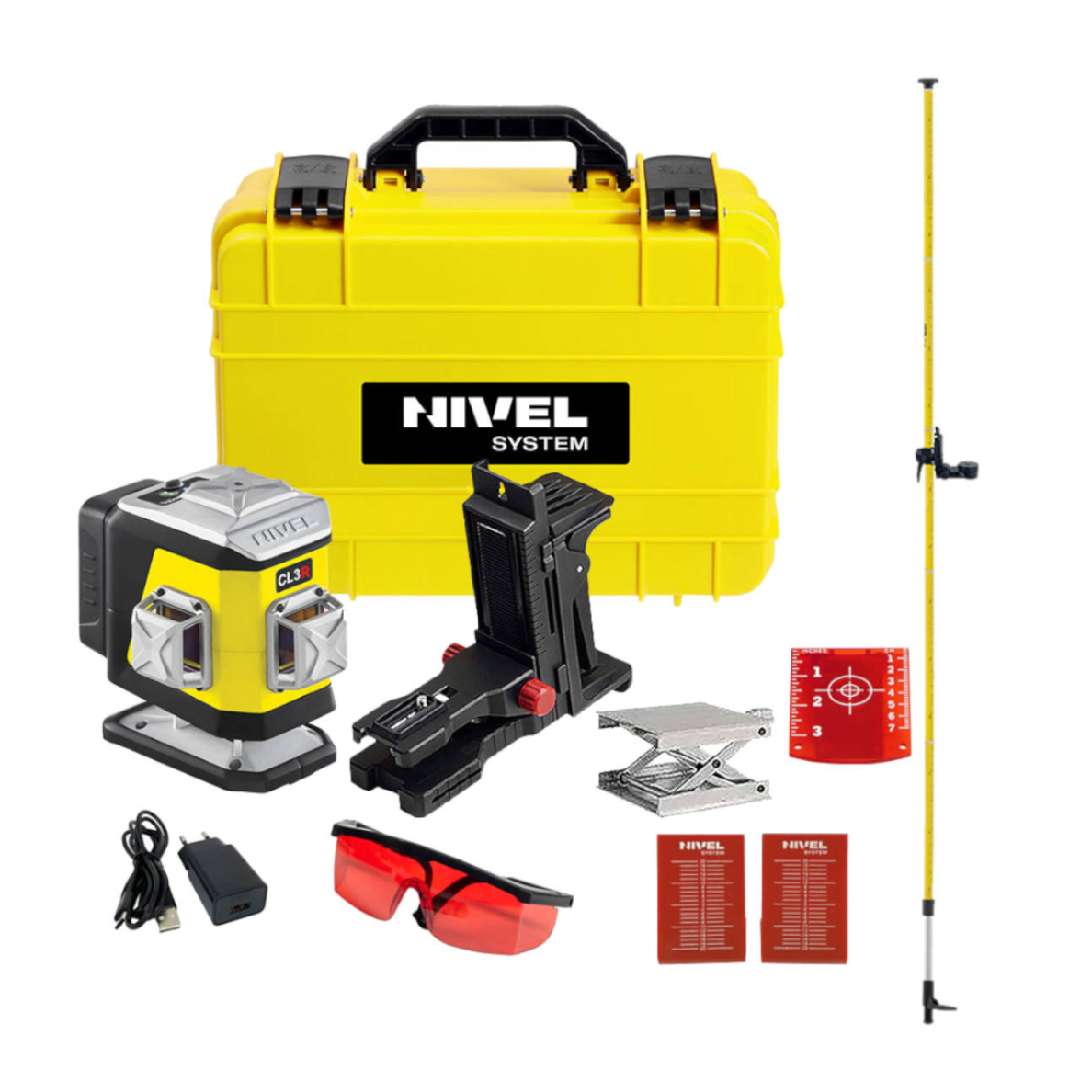 Lazerinis nivelyras Nivel System CL3R komplektas su atramine gaire LP-36 Lazerinis nivelyras Nivel System CL3R komplektas su atramine gaire LP-36