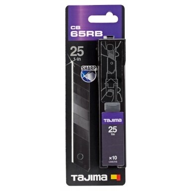 Laužomos geležtės 25mm. 10 vnt patogus dispenceris blisteryje, Tajima Dora Black Laužomos geležtės 25mm. 10 vnt patogus dispenceris blisteryje, Tajima Dora Black