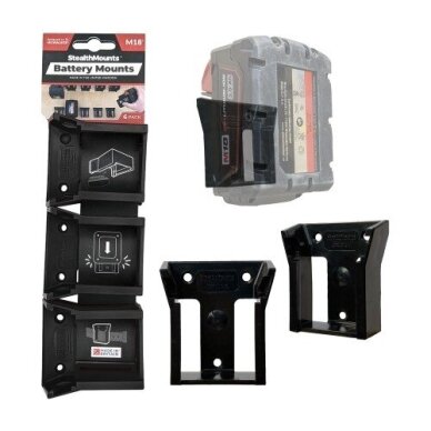 Laikikliai StealthMounts BM-MW18-BLK-6, skirti "Milwaukee M18" 18V, 6 vnt. Laikikliai StealthMounts BM-MW18-BLK-6, skirti "Milwaukee M18" 18V, 6 vnt.