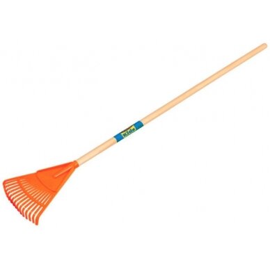 Lapų grėblys vaikams, 15 plastikinių dantukų, medinė rankena 107cm Truper® Lapų grėblys vaikams, 15 plastikinių dantukų, medinė rankena 107cm Truper®