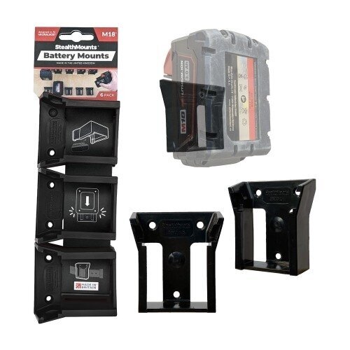 Laikikliai StealthMounts BM-MW18-BLK-6, skirti "Milwaukee M18" 18V, 6 vnt. Laikikliai StealthMounts BM-MW18-BLK-6, skirti "Milwaukee M18" 18V, 6 vnt.