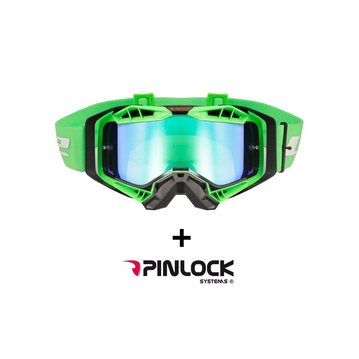 LS2 AURA PRO GOGGLE BLACK H-V GREEN WITH IRIDIUM VISOR akiniai LS2 AURA PRO GOGGLE BLACK H-V GREEN WITH IRIDIUM VISOR akiniai