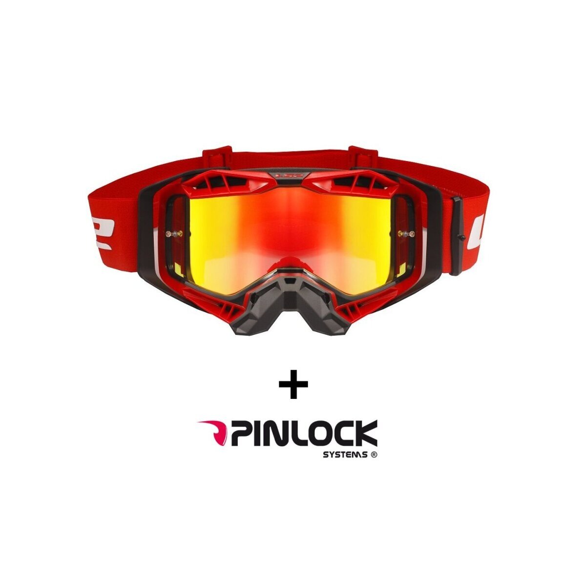 LS2 AURA PRO GOGGLE BLACK RED WITH IRIDIUM VISOR akiniai