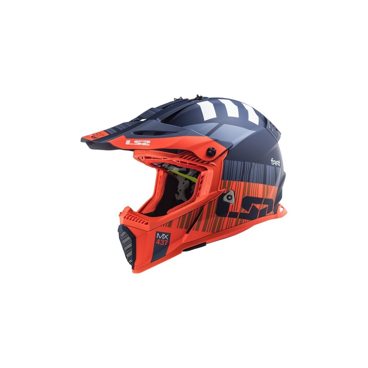 LS2 MX437 FAST EVO MINI XCODE M. FL.ORANGE BLUE krosinis šalmas