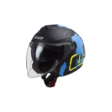 LS2 OF573 TWISTER II XOVER MATT BLACK BLUE atviras šalmas