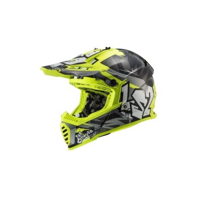 LS2 MX437 FAST EVO MINI CRUSHER BLACK YELLOW vaikiškas krosinis šalmas LS2 MX437 FAST EVO MINI CRUSHER BLACK YELLOW vaikiškas krosinis šalmas