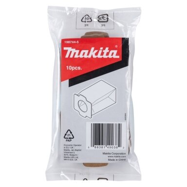 Antibakteriniai popieriniai dulkių maišeliai Makita 198744-5, 10 vnt. Antibakteriniai popieriniai dulkių maišeliai Makita 198744-5, 10 vnt.