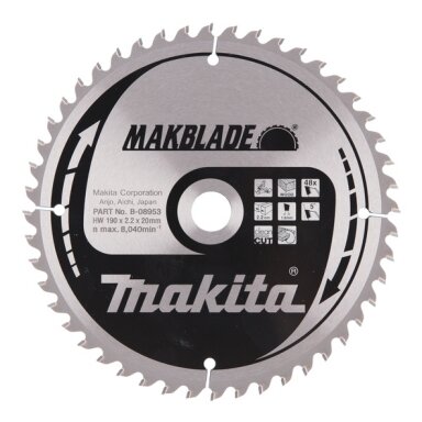 Makita Pjovimo diskas 190x20x2,3mm T48 B-08953 Makita Pjovimo diskas 190x20x2,3mm T48 B-08953