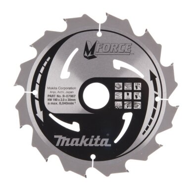 Makita Pjovimo diskas 190x30/20/16x2,0mm 12T B-07967 Makita Pjovimo diskas 190x30/20/16x2,0mm 12T B-07967