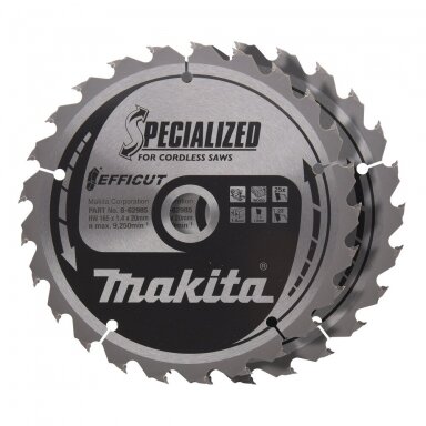 Pjovimo diskas Makita B-62985-2, 165X1.4X20mm, 23°, T25, 2 vnt. Pjovimo diskas Makita B-62985-2, 165X1.4X20mm, 23°, T25, 2 vnt.