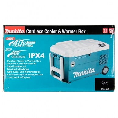 Makita CW001GZ XGT Akumuliatorinis šaldiklis-šildytuvas su automobiliniu adapteriu 12/24V (40V /18V be akumuliatoriaus ir kroviklio) 2