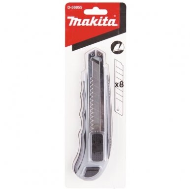 MAKITA Peilis laužomomis geležtėmis 18 mm + 8 vnt. geležčių D-58855 1 MAKITA Peilis laužomomis geležtėmis 18 mm + 8 vnt. geležčių D-58855 1