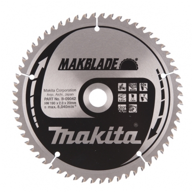 Makita Pjovimo diskas 190x20x2,0mm 60T 5° B-09042