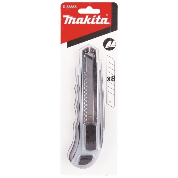 MAKITA Peilis laužomomis geležtėmis 18 mm + 8 vnt. geležčių D-58855 1 MAKITA Peilis laužomomis geležtėmis 18 mm + 8 vnt. geležčių D-58855 1