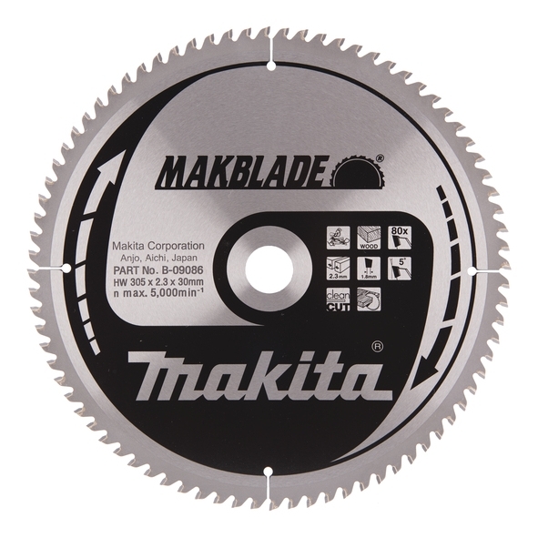 Makita Pjovimo diskas 305x30x2,3mm 80T B-09086 Makita Pjovimo diskas 305x30x2,3mm 80T B-09086