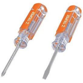 Mini-atsuktuvų rinkinys 2vnt. Kryžminis PH0, plokščias 3,2mm. Bendras ilgis 9cm Truper® Mini-atsuktuvų rinkinys 2vnt. Kryžminis PH0, plokščias 3,2mm. Bendras ilgis 9cm Truper®