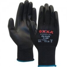 Nailoninės pirštinės, padengtos poliuretanu OXXA PU-Flex B, juodos, dydis 9/L