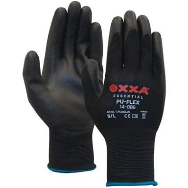 Nailoninės pirštinės, padengtos poliuretanu OXXA PU-Flex B, juodos, dydis 10/XL Nailoninės pirštinės, padengtos poliuretanu OXXA PU-Flex B, juodos, dydis 10/XL