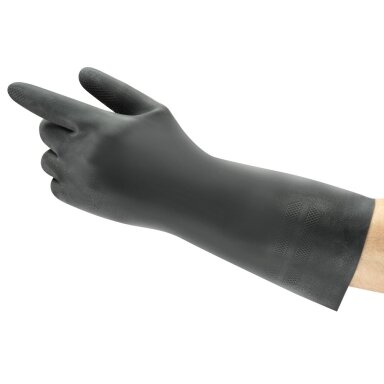 Neopreninės cheminės apsauginės pirštinės Ansell AlphaTec Neoprene 29-500, ilgis 300mm, juodos, dydis 9