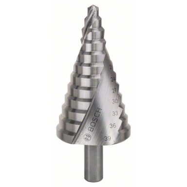 Pakopinis grąžtas Bosch HSS, Ø4-39x107 mm, 2608597521 Pakopinis grąžtas Bosch HSS, Ø4-39x107 mm, 2608597521