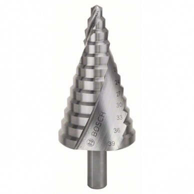 Pakopinis grąžtas Bosch HSS, Ø4-39x107 mm, 2608597521 Pakopinis grąžtas Bosch HSS, Ø4-39x107 mm, 2608597521