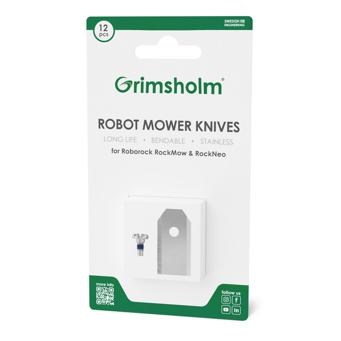 Peiliai vejos pjovimo robotui „Roborock RockMow S/Z“ ir „RockNeo Q“, 12 vnt. Peiliai vejos pjovimo robotui „Roborock RockMow S/Z“ ir „RockNeo Q“, 12 vnt.