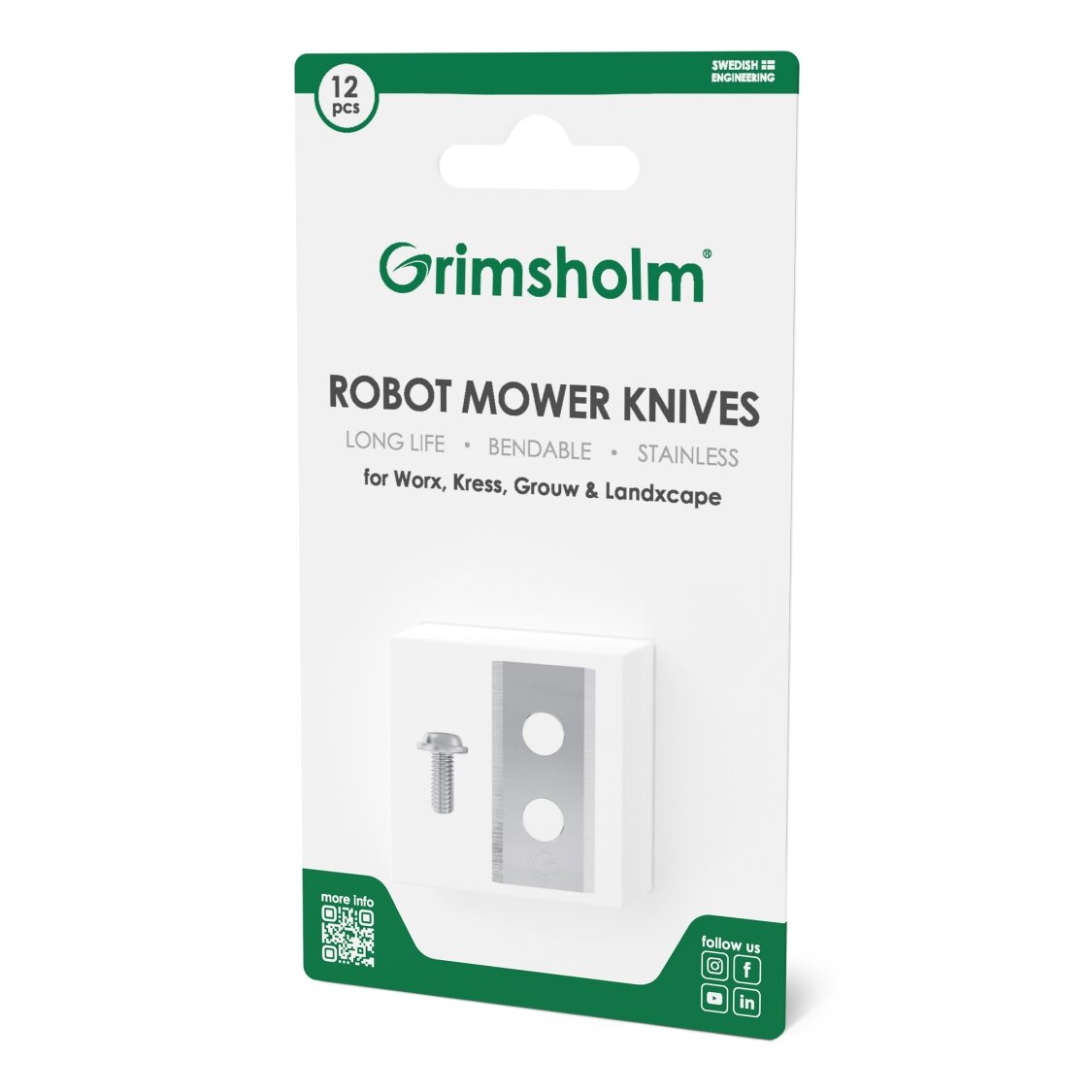 Peiliai vejos pjovimo robotui „Worx“, „Kress“, „Landxcape“ ir „Grouw“, 12 vnt. Peiliai vejos pjovimo robotui „Worx“, „Kress“, „Landxcape“ ir „Grouw“, 12 vnt.