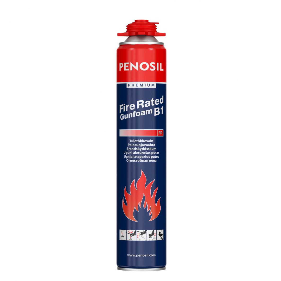 PENOSIL Montavimo putos Fire Rated Gunfoam 750ml PENOSIL Montavimo putos Fire Rated Gunfoam 750ml