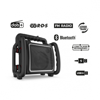 PerfectPro TEAMBOX statybinė radija/kolonėlė (Su integruota ličio baterija) 3 PerfectPro TEAMBOX statybinė radija/kolonėlė (Su integruota ličio baterija) 3