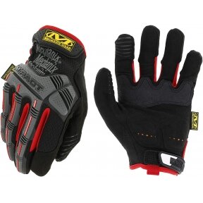 Pirštinės Mechanix M-Pact® 52 juodos/raudonos XL dydis. Velcro, TrekDry®, dirbtinė oda, delno, krumplių, Armortex®, pirštų apsauga, D30® apsauga nuo vibracijos