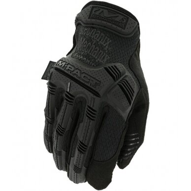 Pirštinės Mechanix M-Pact® Covert juodos S dydis. Velcro, TrekDry®, dirbtinė oda, delno, krumplių, Armortex®, pirštų apsauga, D30® apsauga nuo vibracijos
