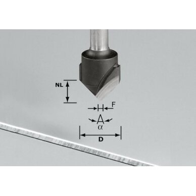 Pirštinės V-formos griovelių frezos HW S8 D18-90°/Alu Pirštinės V-formos griovelių frezos HW S8 D18-90°/Alu