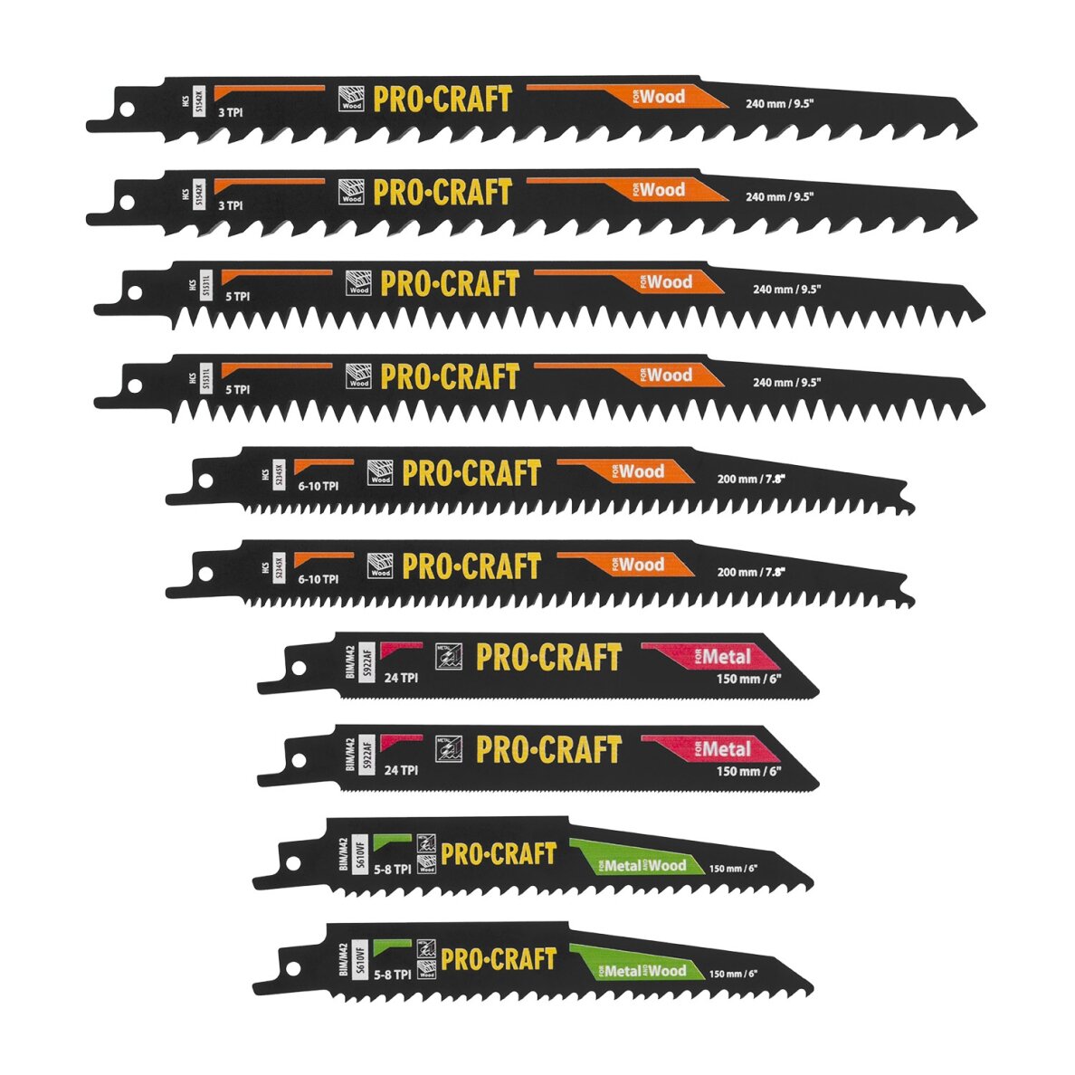 Pjūklo geležčių rinkinys „ProCraft SB10" 6 Pjūklo geležčių rinkinys „ProCraft SB10" 6