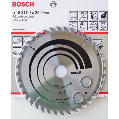 Pjovimo diskas Bosch 180x2,2x25,4 40z, 2608640747 Pjovimo diskas Bosch 180x2,2x25,4 40z, 2608640747