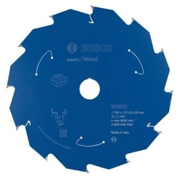 Pjovimo diskas Bosch Expert for Wood, 165x20x1.5/1x12T, 2608644506 Pjovimo diskas Bosch Expert for Wood, 165x20x1.5/1x12T, 2608644506