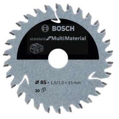 Pjovimo diskas Bosch Standard for Multi Material, 85x15x1.5/1.0x30T, 2608837752 Pjovimo diskas Bosch Standard for Multi Material, 85x15x1.5/1.0x30T, 2608837752