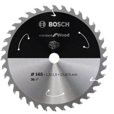 Pjovimo diskas Bosch Standard for Wood, 165x20/16x1.5/1.0x36T, 2608837686 Pjovimo diskas Bosch Standard for Wood, 165x20/16x1.5/1.0x36T, 2608837686