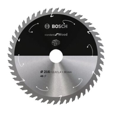 Pjovimo diskas Bosch Standard for Wood, 216x30x1.7/1.2x48T, 2608837726 Pjovimo diskas Bosch Standard for Wood, 216x30x1.7/1.2x48T, 2608837726