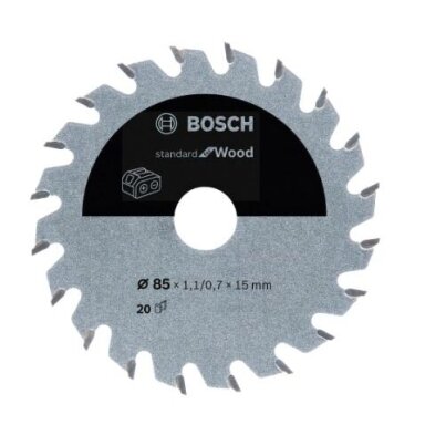 Pjovimo diskas Bosch Standard for Wood, 85x15x1.1/0.7x20T, 2608837666 Pjovimo diskas Bosch Standard for Wood, 85x15x1.1/0.7x20T, 2608837666